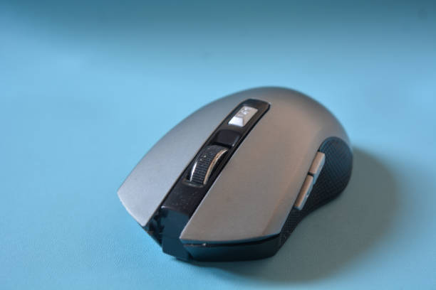 istock Gray color mouse on a blue background. 2172261408