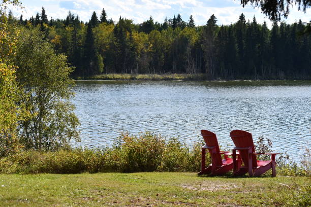 istock Red Chairs At Elk Island 2172263366