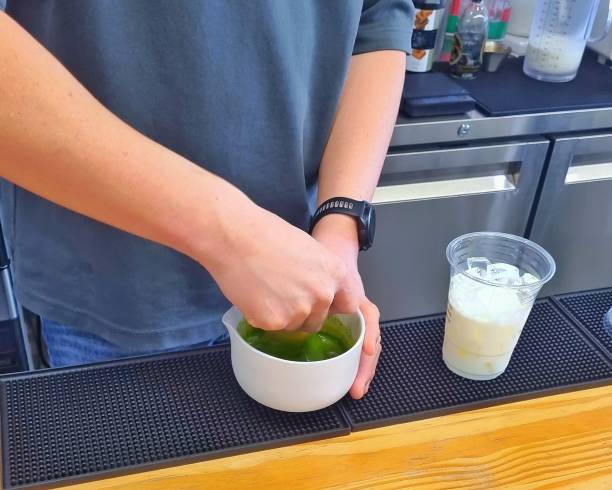 Whisking a bowl of matcha tea