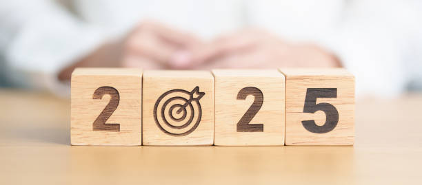istock 2025 year block with dartboard icon. Goal, Target, Resolution, strategy, plan, Action, mission, motivation, and New Year start concepts 2172276278