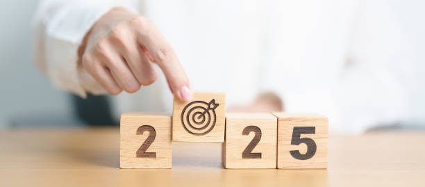 istock 2025 year block with dartboard icon. Goal, Target, Resolution, strategy, plan, Action, mission, motivation, and New Year start concepts 2172276282