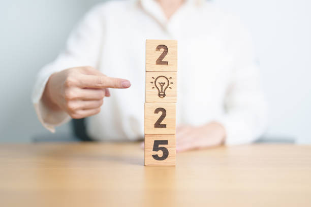 istock 2025 block with lightbulb. Business Idea, Creative, Thinking, brainstorm, Goal, Resolution, strategy, plan, Action, change and New Year start concepts 2172276342