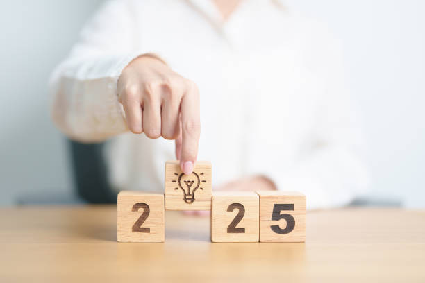 istock 2025 block with lightbulb. Business Idea, Creative, Thinking, brainstorm, Goal, Resolution, strategy, plan, Action, change and New Year start concepts 2172276422