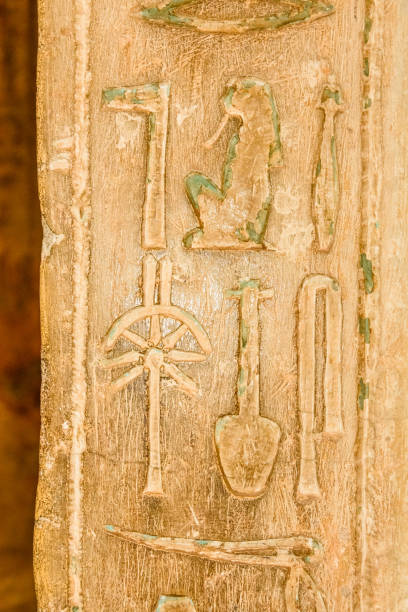 Egyptian ancient hieroglyphs on a stone wall