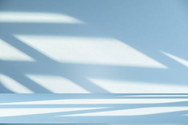 istock Studio style background wall decoration presentation uses white and blue tones. with shadows cast from a nearby window, concept creating a decorative 2172279392