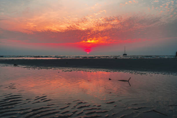 Nature landscape tropical beach at colorful sunset