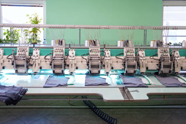 Multi Needle Embroidery Machines in Textile factory