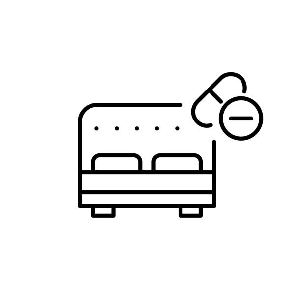 istock Double bed with pillows and sleeping pills. Good night sleep health. Pixel perfect vector icon 2172290416