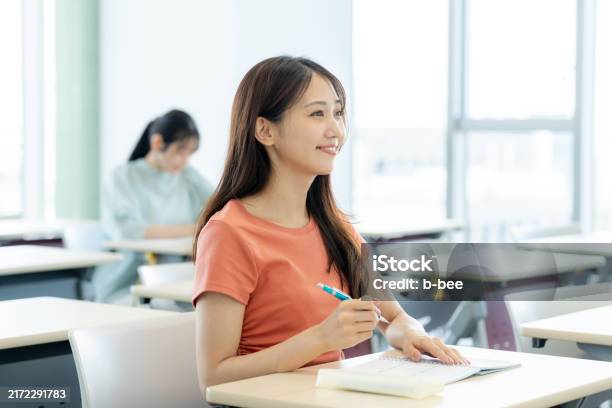 Female University Student Taking Classes In The Classroom Stock Photo ...