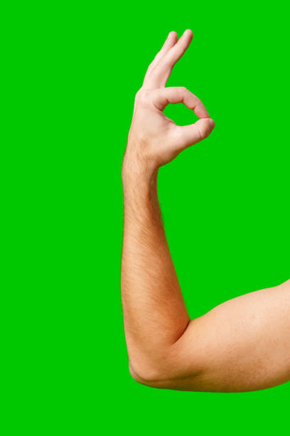 istock Hand Gesture Signifying Approval Against Bright Green Background 2172298282