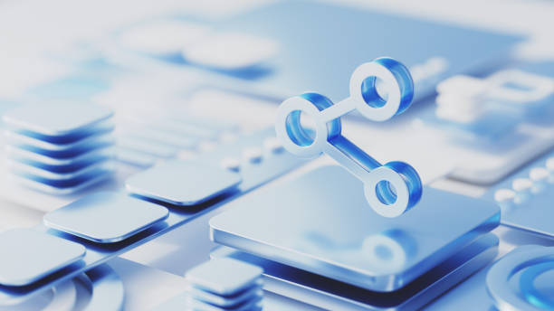 istock 3D connection icon on an abstract motherboard. Network connection, digital solutions concept 2172300487