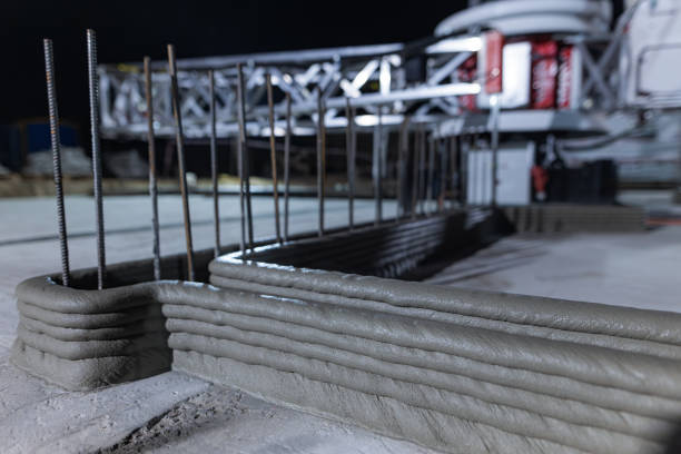 modern construction of 3D houses. printed house using a 3D printer
