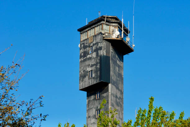 Sullivans Island, South Carolina, USA - March 26, 2012: Top of the Sullivans Island Lighthouse operated by the U.S. Coast Guard near the entrance to Charleston Harbor.