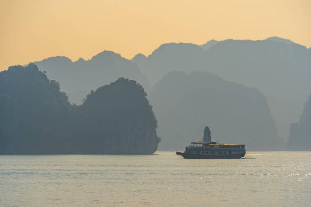 Bái Tử Long: side view of a figurine dragon head looking over the panoramic Tu long bay.
