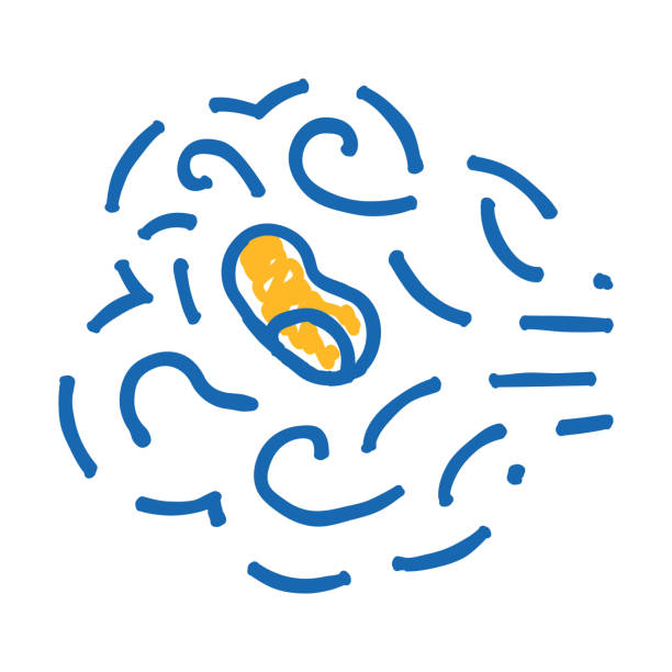 transmission of bacteria in air icon doodle illustration transmission of bacteria in air doodle icon sketch vector. transmission of bacteria in air sign. isolated symbol illustration scarf wind mask stock illustrations