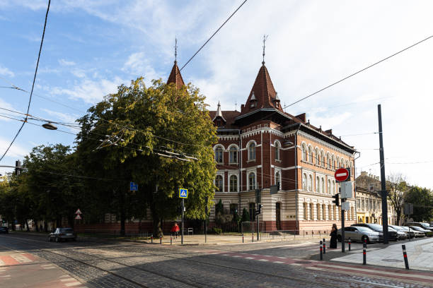 istock School on Stepana Bandery Street in Lviv 2172312593