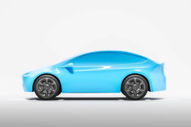 istock 3D Rendering of a blue car on a white background. 3D Rendering 2172315026