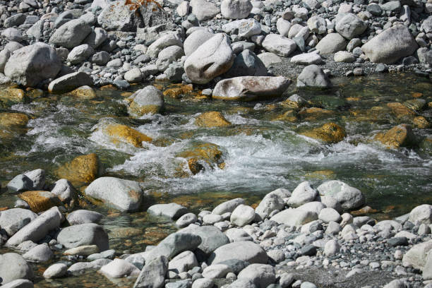 A view of a rocky river in North Bend, Washington.