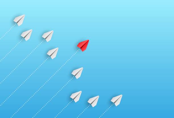 istock Business leadership concept. Individual and unique leader paper plane. Vector 2172321589