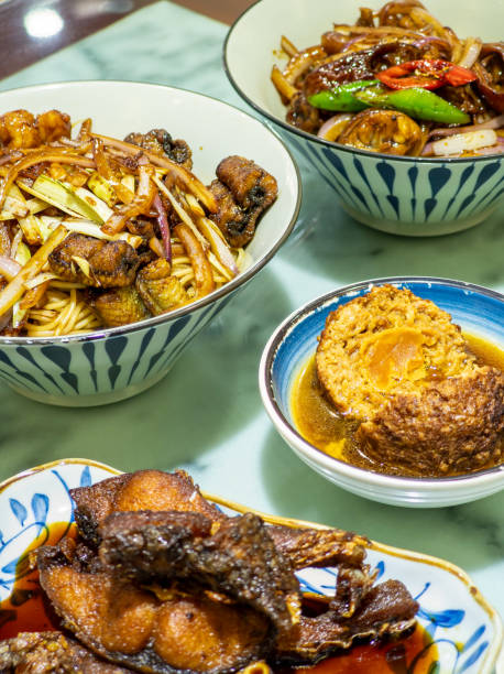 istock Classic stir-fried noodles, lion's head and smoked fish 2172325884