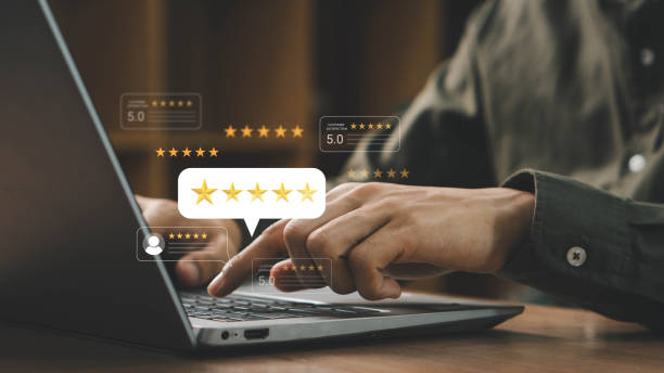 istock User give rating to service experience on online application, Customer review satisfaction feedback survey concept, Customer can evaluate quality of service leading to reputation ranking of business. 2172330406