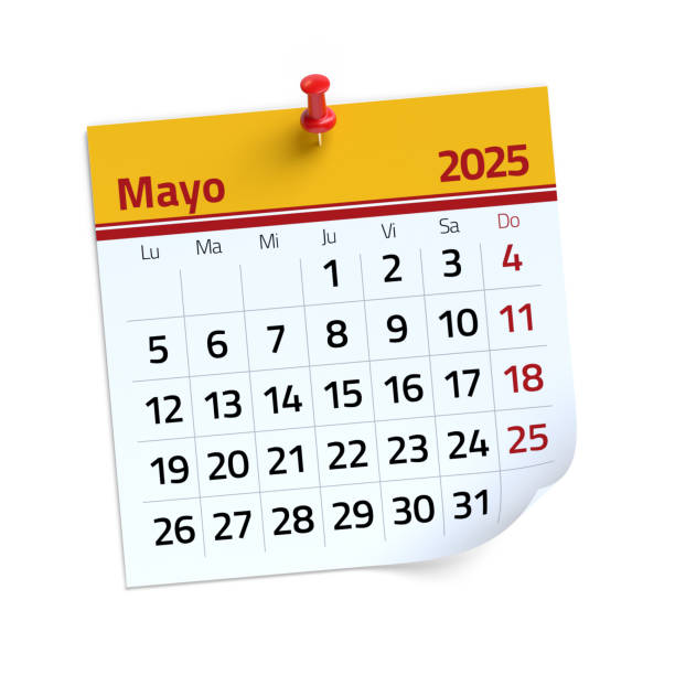 istock May Calendar 2025 in Spanish Language. Isolated on White Background. 3D Illustration 2172336403