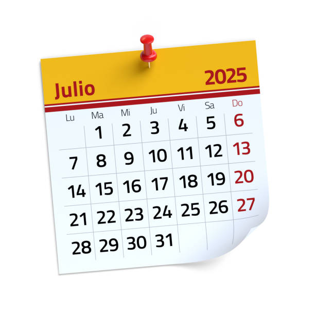 istock July Calendar 2025 in Spanish Language. Isolated on White Background. 3D Illustration 2172336407