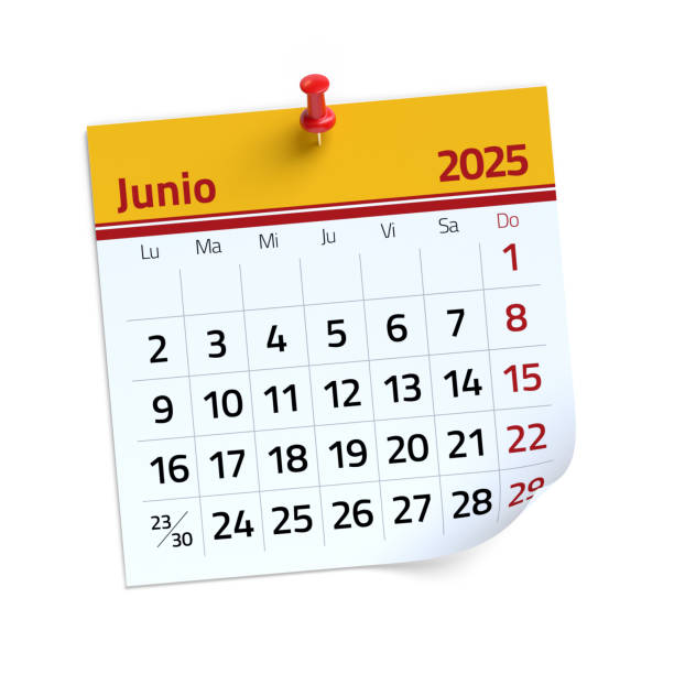 istock June Calendar 2025 in Spanish Language. Isolated on White Background. 3D Illustration 2172336417