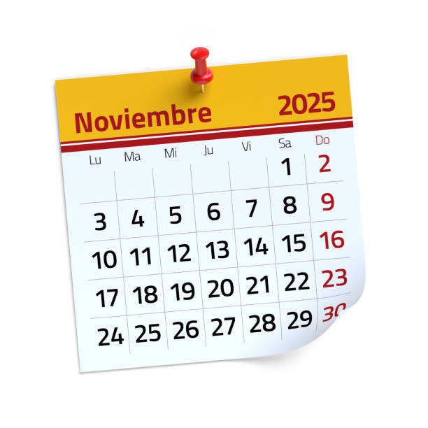 istock November Calendar 2025 in Spanish Language. Isolated on White Background. 3D Illustration 2172336422