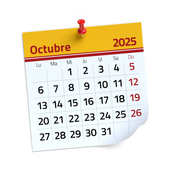 istock October Calendar 2025 in Spanish Language. Isolated on White Background. 3D Illustration 2172336426