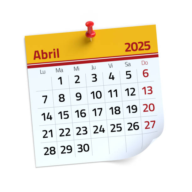 istock April Calendar 2025 in Spanish Language. Isolated on White Background. 3D Illustration 2172336428