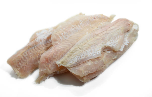 istock Top view of hake fillet on white background 2172336976
