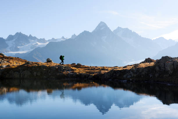 istock Amazing view on Monte Bianco mountains range with tourist on a foreground 2172338305