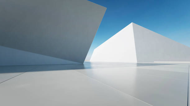 istock 3d render of abstract modern concrete architecture with empty cement floor, minimal exterior, car presentation background 2172339858