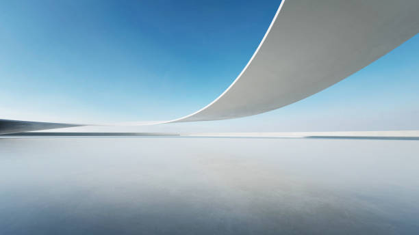 istock 3d render of abstract curve structure futuristic architecture with empty concrete floor 2172339893