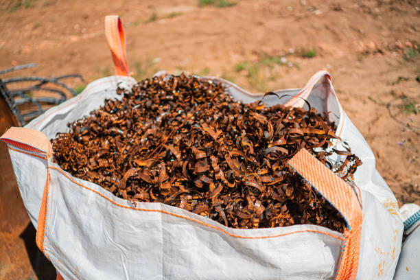 Bag of Decayed and Rusty Metal Waste Splinters Material of a Construction Site