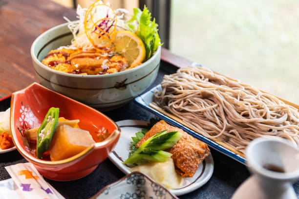 istock Soba vegetable and tonkatsu lunch set 2172345673