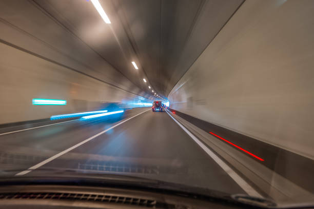 Fast and Speedy Drive Trhough a HIghway Tunnel