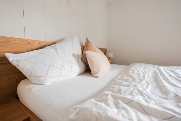 istock Clean and Prepared Bed with Pillows and Blanket 2172347554