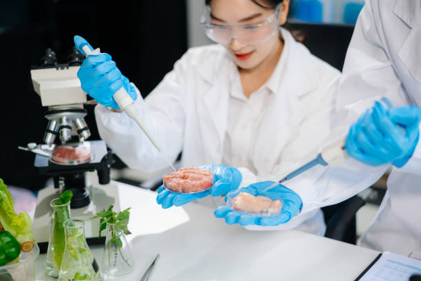 istock Two Asian scientists in a lab conducting food research using a microscope and lab equipment, showcasing innovation in food science 2172348522