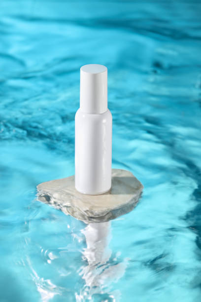 istock Natural setting showcasing beauty products on water. 2172351455
