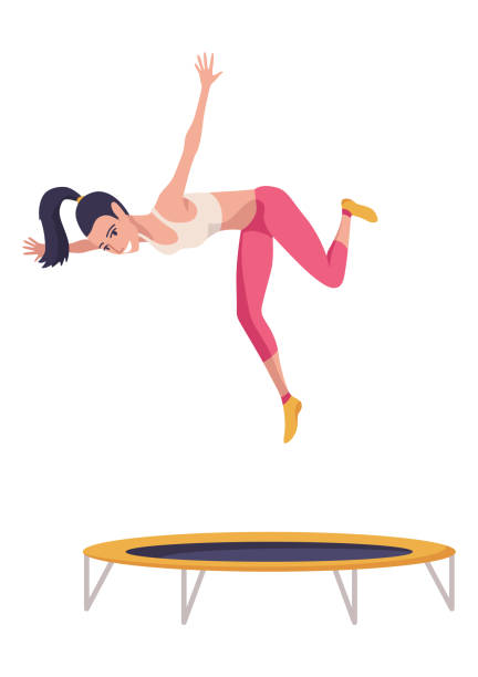 istock Kids jumping on trampoline icon. Child activities design element. Indoor or outdoor fun, fitness jumping. Equipment acrobatic and gymnastic exercises. Vector illustration 2172355148