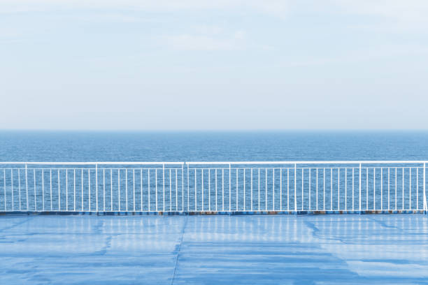 Blue ocean with clear sky from cruise ship. Minimalism in photography