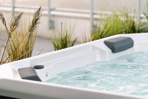 istock Hot tub with hydromassage pool on roof terrace 2172357534