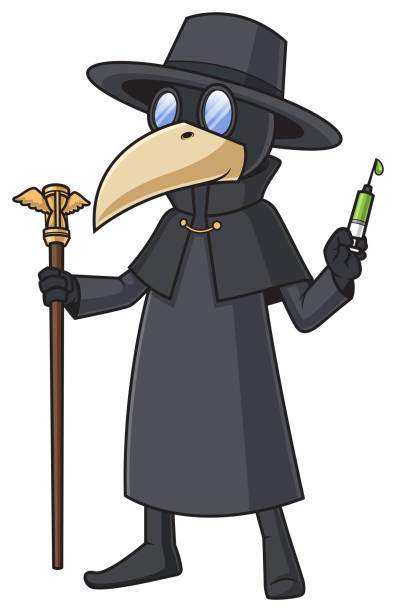 istock Plague doctor holding syringe cartoon illustration 2172358221