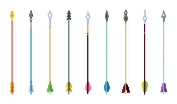 istock Medieval arrows set. Fighting decorative cartoon arrows. Design element for poster, label or sign on menu. Color vintage symbols 2172359336