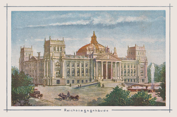 istock Berlin Reichstag building, Germany, three-colour halftone printing, published in 1895 2172361556