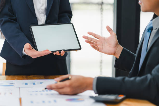istock Business meeting with presentation on tablet 2172363817