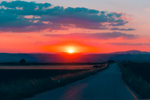 Crimson Sunset and Country Road