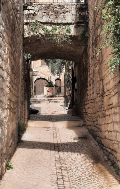 An alleyway in Barjac, a pretty medieval village in the Gard department of France's Occitanie region.